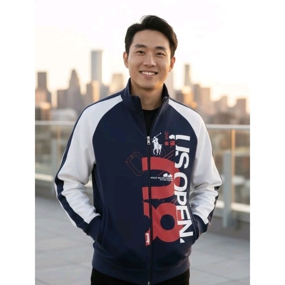 Polo Ralph Lauren Zip Up Track Jacket US Open 08" Tennis SZ S Unisex RTL $119 - Picture 1 of 9